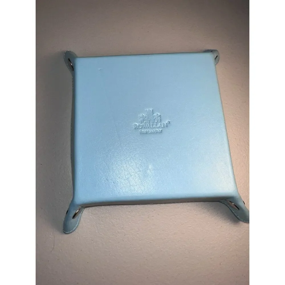 rowallan of scotland Sky Blue Leather Valet Tray For Jewelry Keys Wallet Etc